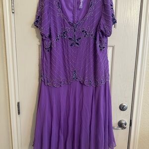 Roaman's Purple Embellished Midi Dress